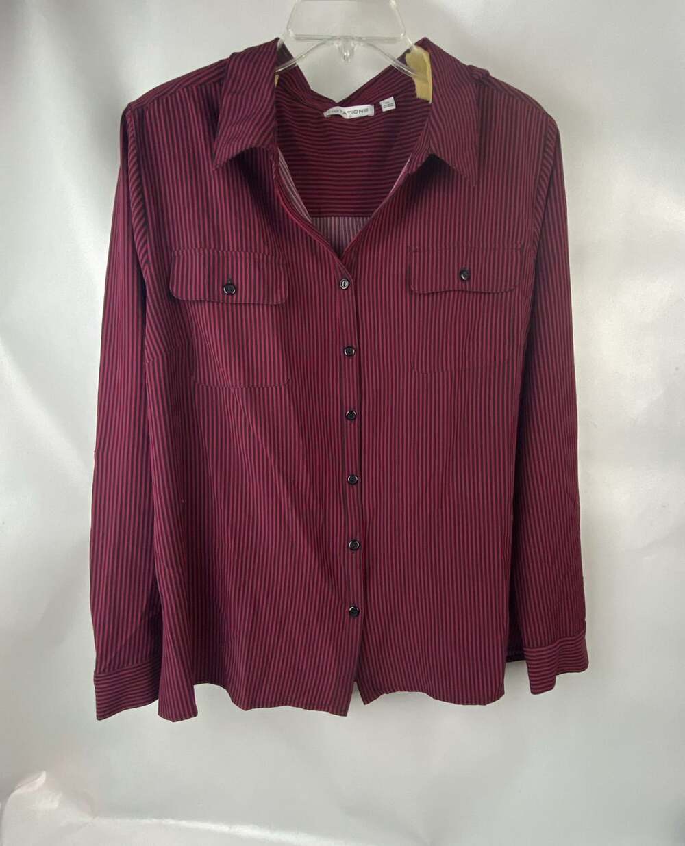 Notations Striped Button Up Shirt XL Red/Black
